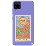 WANNA PROTECT Samsung Galaxy M12 Uyumlu Lila Silikon Telefon Kılıfı, Kadife Tarot Sun Desenli, Premium İçi Kadife