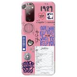 WANNA PROTECT Samsung Galaxy S20 FE ile Uyumlu Pembe Taylor Swift Sticker Desenli İç Kadife Silikon Telefon Kılıfı taylor_226