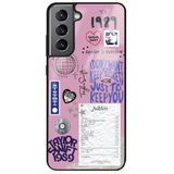 WANNA PROTECT Samsung Galaxy S21 FE ile Uyumlu Taylor Swift Sticker Premium Desenli Glossy Telefon Kılıfı, Pembe, Kamera Korumalı