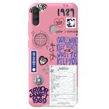 WANNA PROTECT Samsung M11 ile Uyumlu Pembe, Taylor Swift Sticker Desenli, İçi Kadife Silikon Telefon Kılıfı