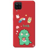 WANNA PROTECT Samsung M12 ile Uyumlu Kırmızı Premium İçi Kadife Dinozor Desenli Silikon Telefon Kılıfı