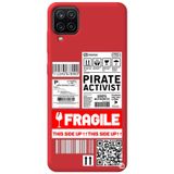 WANNA PROTECT Samsung M12 ile Uyumlu Kırmızı Premium İçi Kadife Fragile Desenli Silikon Telefon Kılıfı fragile_206