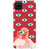 WANNA PROTECT Samsung M12 ile Uyumlu Kırmızı Premium İçi Kadife Göz Desenli Silikon Telefon Kılıfı