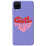 WANNA PROTECT Samsung M12 ile Uyumlu Lila, İçi Kadife, Kalp Girl Power Desenli Silikon Telefon Kılıfı kalpgirlpower_206