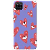 WANNA PROTECT Samsung M12 ile Uyumlu Lila, Kalpgöz Girl Power Desenli, İçi Kadife Silikon Telefon Kılıfı kalpgöz_206