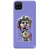 WANNA PROTECT Samsung M12 ile Uyumlu Lila, Premium İçi Kadife, David Desenli Silikon Telefon Kılıfı