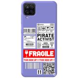 WANNA PROTECT Samsung M12 ile Uyumlu Lila Premium İçi Kadife Fragile Desenli Silikon Telefon Kılıfı fragile_206