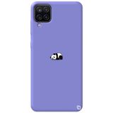 WANNA PROTECT Samsung M12 ile Uyumlu Lila Premium Silikon Telefon Kılıfı, İçi Kadife, Panda Desenli panda1_206