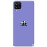 WANNA PROTECT Samsung M12 ile Uyumlu Lila Premium Silikon Telefon Kılıfı, İçi Kadife, Panda Desenli panda2_206