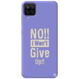 WANNA PROTECT Samsung M12 ile Uyumlu Lila Premium Silikon Telefon Kılıfı, İçi Kadife, Pes Etmiyorum Desenli
