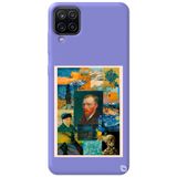 WANNA PROTECT Samsung M12 ile Uyumlu Lila, Van Gogh Desenli, Premium Silikon Telefon Kılıfı, İçi Kadife