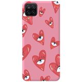WANNA PROTECT Samsung M12 ile Uyumlu Pembe, İçi Kadife, Kalpgöz Girl Power Desenli Silikon Telefon Kılıfı kalpgöz_206