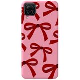 WANNA PROTECT Samsung M12 ile Uyumlu Pembe İçi Kadife, Kırmızı Fiyonk Desenli Silikon Telefon Kılıfı lansmankilif_206
