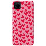WANNA PROTECT Samsung M12 ile Uyumlu Pembe Kalpler Desenli Silikon Telefon Kılıfı, İçi Kadife lansmankilif_206