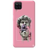 WANNA PROTECT Samsung M12 ile Uyumlu Pembe Premium İçi Kadife David Desenli Silikon Telefon Kılıfı