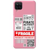 WANNA PROTECT Samsung M12 ile Uyumlu Pembe Premium İçi Kadife Fragile Desenli Silikon Telefon Kılıfı fragile_206