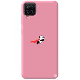 WANNA PROTECT Samsung M12 ile Uyumlu Pembe Premium İçi Kadife Uçan Panda Desenli Silikon Telefon Kılıfı