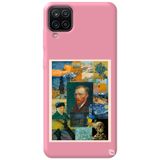 WANNA PROTECT Samsung M12 ile Uyumlu Pembe, Premium İçi Kadife, Van Gogh Desenli Silikon Telefon Kılıfı