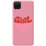 WANNA PROTECT Samsung M12 ile Uyumlu Pembe Silikon Telefon Kılıfı, İçi Kadife, Kalp Girl Power Desenli kalpgirlpower_206
