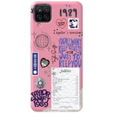 WANNA PROTECT Samsung M12 ile Uyumlu Pembe, Taylor Swift Sticker Desenli, İçi Kadife Silikon Telefon Kılıfı taylor_206