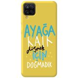 WANNA PROTECT Samsung M12 ile Uyumlu Sarı, İçi Kadife, Girl Power Desenli Silikon Telefon Kılıfı ayagakalk_206