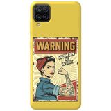 WANNA PROTECT Samsung M12 ile Uyumlu Sarı, İçi Kadife, WARNING Girl Power Desenli Silikon Telefon Kılıfı warninggirlpower_206
