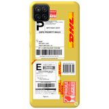 WANNA PROTECT Samsung M12 ile Uyumlu Sarı Premium İçi Kadife Express Desenli Silikon Telefon Kılıfı