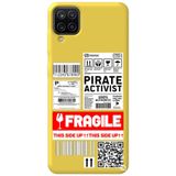 WANNA PROTECT Samsung M12 ile Uyumlu Sarı Premium İçi Kadife Fragile Desenli Silikon Telefon Kılıfı fragile_206