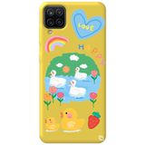 WANNA PROTECT Samsung M12 ile Uyumlu Sarı Premium İçi Kadife Happy Duck Desenli Silikon Telefon Kılıfı