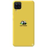 WANNA PROTECT Samsung M12 ile Uyumlu Sarı Premium İçi Kadife Panda Desenli Silikon Telefon Kılıfı panda2_206