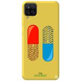 WANNA PROTECT Samsung M12 ile Uyumlu Sarı Premium İçi Kadife The Matrix Pill Desenli Silikon Telefon Kılıfı