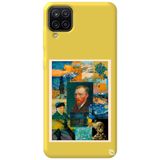 WANNA PROTECT Samsung M12 ile Uyumlu Sarı Premium İçi Kadife Van Gogh Desenli Silikon Telefon Kılıfı