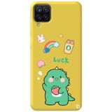WANNA PROTECT Samsung M12 ile Uyumlu Sarı Premium Silikon Telefon Kılıfı, Dinozor Desenli, İçi Kadife