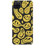 WANNA PROTECT Samsung M12 ile Uyumlu Sarı, Premium Silikon Telefon Kılıfı, Gülücük Desenli, İçi Kadife