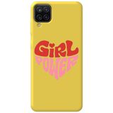 WANNA PROTECT Samsung M12 ile Uyumlu Sarı, Silikon, Kalp Girl Power Desenli Telefon Kılıfı, İçi Kadife kalpgirlpower_206