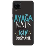 WANNA PROTECT Samsung M12 ile Uyumlu Siyah, İçi Kadife, Kalk Girl Power Desenli Silikon Telefon Kılıfı ayagakalk_206