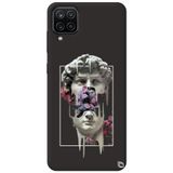 WANNA PROTECT Samsung M12 ile Uyumlu Siyah Premium İçi Kadife David Desenli Silikon Telefon Kılıfı