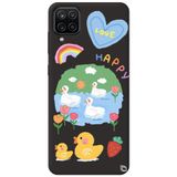 WANNA PROTECT Samsung M12 ile Uyumlu Siyah Premium İçi Kadife Happy Duck Desenli Silikon Telefon Kılıfı