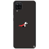 WANNA PROTECT Samsung M12 ile Uyumlu Siyah Premium İçi Kadife Uçan Panda Desenli Silikon Telefon Kılıfı