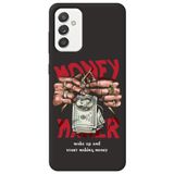 WANNA PROTECT Samsung M13 ile Uyumlu Siyah, Make Money Desenli, İçi Kadife Silikon Telefon Kılıfı lansmankilif_207