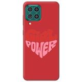 WANNA PROTECT Samsung M22 ile Uyumlu Kırmızı, İçi Kadife, Kalp Girl Power Desenli Silikon Telefon Kılıfı kalpgirlpower_216