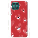 WANNA PROTECT Samsung M22 ile Uyumlu Kırmızı, Kalpgöz Girl Power Desenli, İçi Kadife Silikon Telefon Kılıfı kalpgöz_power_216