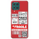 WANNA PROTECT Samsung M22 ile Uyumlu Kırmızı Premium İçi Kadife Fragile Desenli Silikon Telefon Kılıfı fragile_216