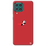 WANNA PROTECT Samsung M22 ile Uyumlu Kırmızı Premium İçi Kadife Uçan Panda Desenli Silikon Telefon Kılıfı