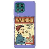 WANNA PROTECT Samsung M22 ile Uyumlu Lila, İçi Kadife, WARNING Girl Power Desenli Silikon Telefon Kılıfı warninggirlpower_216