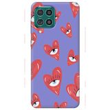 WANNA PROTECT Samsung M22 ile Uyumlu Lila, Kalpgöz Girl Power Desenli, İçi Kadife Silikon Telefon Kılıfı kalpgöz_power_216