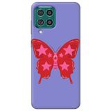 WANNA PROTECT Samsung M22 ile Uyumlu Lila, Kelebek Girl Power Desenli, İçi Kadife Silikon Telefon Kılıfı kelebekgirlpower_216