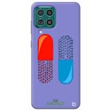 WANNA PROTECT Samsung M22 ile Uyumlu Lila Premium İçi Kadife The Matrix Pill Desenli Silikon Telefon Kılıfı