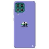 WANNA PROTECT Samsung M22 ile Uyumlu Lila Premium Silikon Telefon Kılıfı, Panda Desenli, İçi Kadife panda2_216