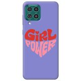 WANNA PROTECT Samsung M22 ile Uyumlu Lila, Silikon, Kadife İç, Kalp Girl Power Desenli Telefon Kılıfı kalpgirlpower_216